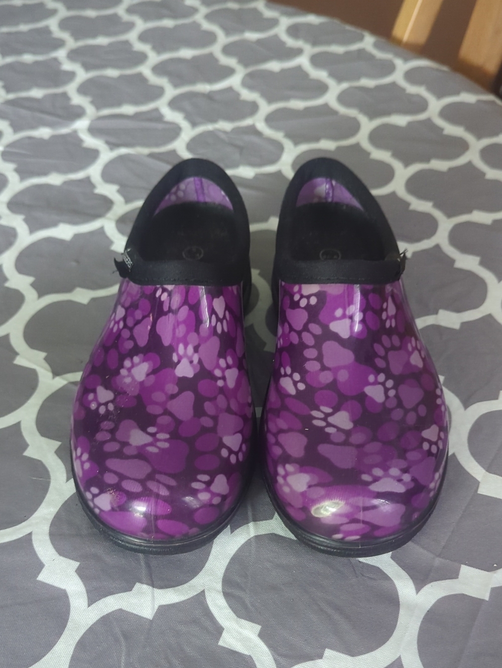 Sloggers Purple Paw-Print Waterproof Slip-Ons